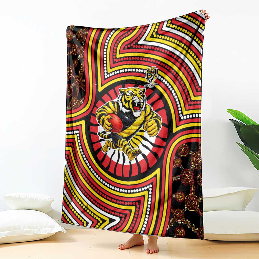 Richmond Football Club Blanket Indigenous Monochrome Dot Art Mascot Style