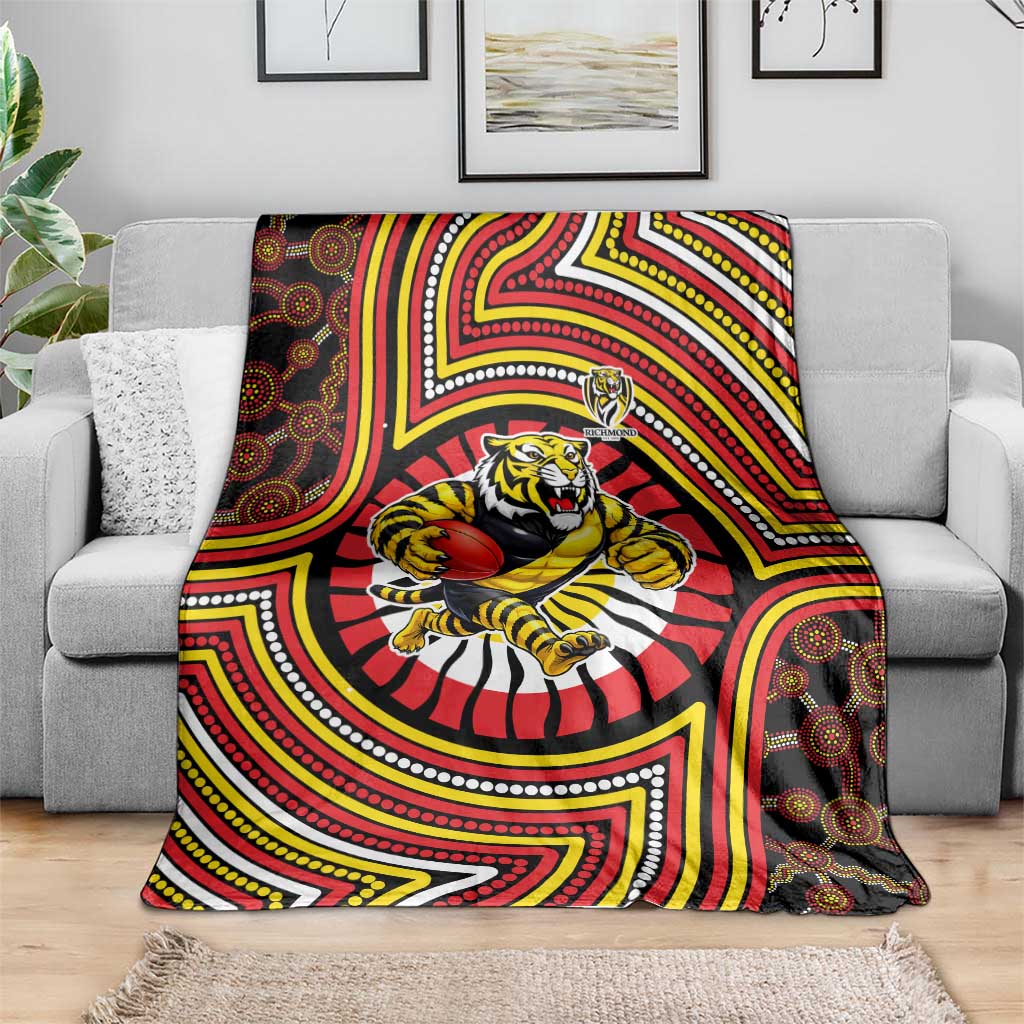 Richmond Football Club Blanket Indigenous Monochrome Dot Art Mascot Style