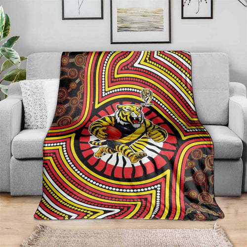 Richmond Football Club Blanket Indigenous Monochrome Dot Art Mascot Style