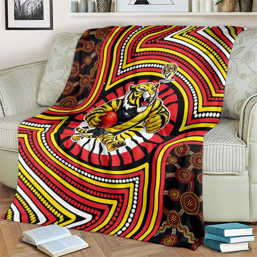 Richmond Football Club Blanket Indigenous Monochrome Dot Art Mascot Style