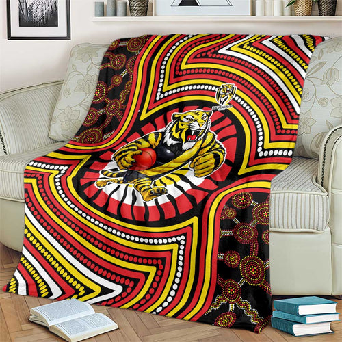 Richmond Football Club Blanket Indigenous Monochrome Dot Art Mascot Style