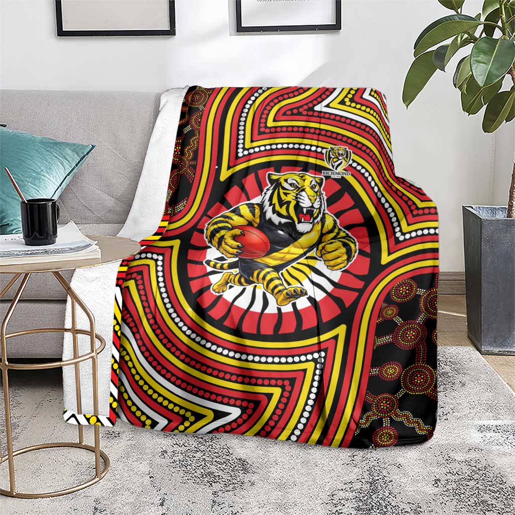Richmond Football Club Blanket Indigenous Monochrome Dot Art Mascot Style