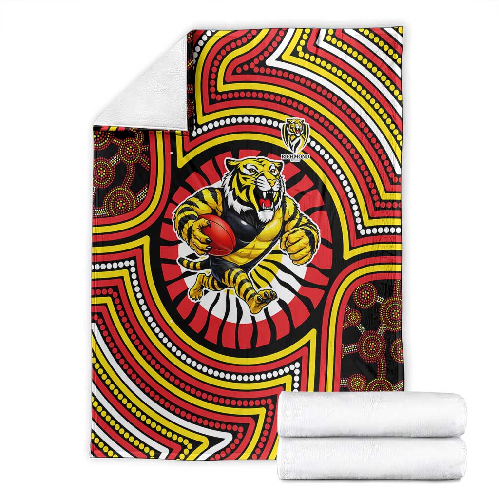 Richmond Football Club Blanket Indigenous Monochrome Dot Art Mascot Style