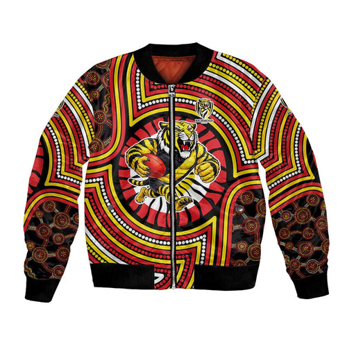 Richmond Football Club Bomber Jacket Indigenous Monochrome Dot Art Mascot Style
