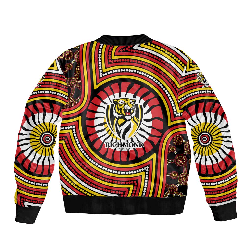 Richmond Football Club Bomber Jacket Indigenous Monochrome Dot Art Mascot Style