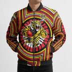 Richmond Football Club Bomber Puffer Jacket Indigenous Monochrome Dot Art Mascot Style