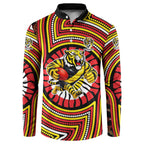 Richmond Football Club Button Sweatshirt Indigenous Monochrome Dot Art Mascot Style