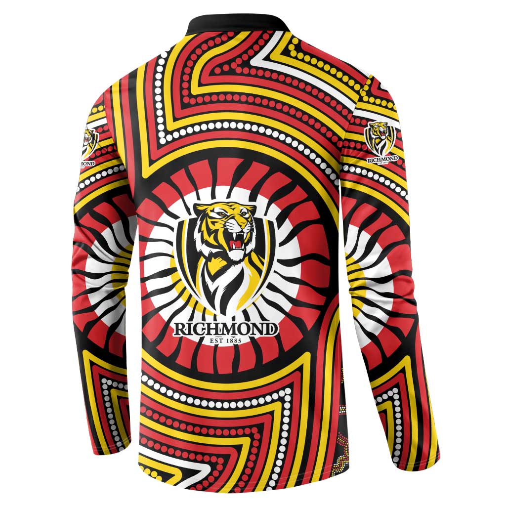 Richmond Football Club Button Sweatshirt Indigenous Monochrome Dot Art Mascot Style