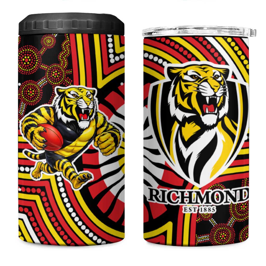 Richmond Football Club 4 in 1 Can Cooler Tumbler Indigenous Monochrome Dot Art Mascot Style