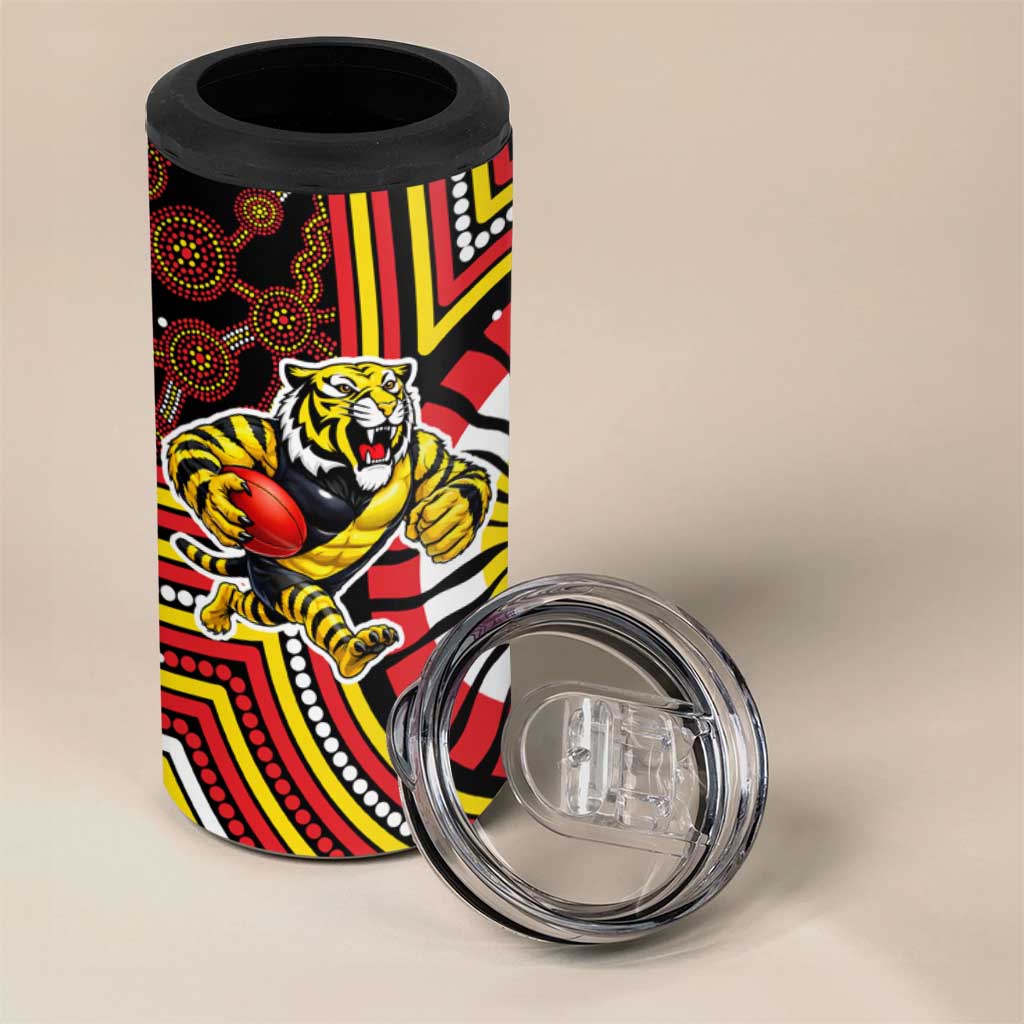 Richmond Football Club 4 in 1 Can Cooler Tumbler Indigenous Monochrome Dot Art Mascot Style