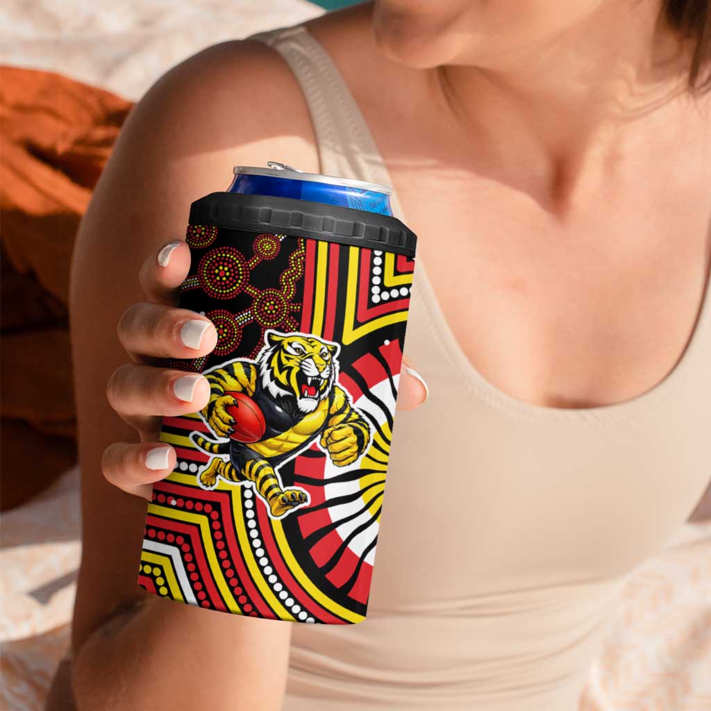 Richmond Football Club 4 in 1 Can Cooler Tumbler Indigenous Monochrome Dot Art Mascot Style
