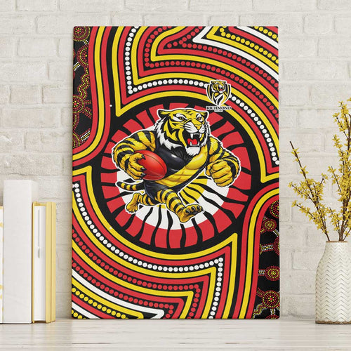 Richmond Football Club Canvas Wall Art Indigenous Monochrome Dot Art Mascot Style