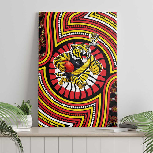 Richmond Football Club Canvas Wall Art Indigenous Monochrome Dot Art Mascot Style
