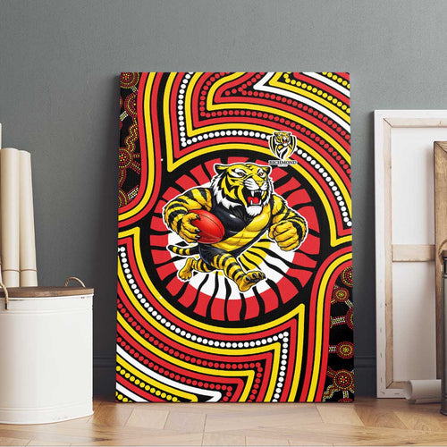 Richmond Football Club Canvas Wall Art Indigenous Monochrome Dot Art Mascot Style