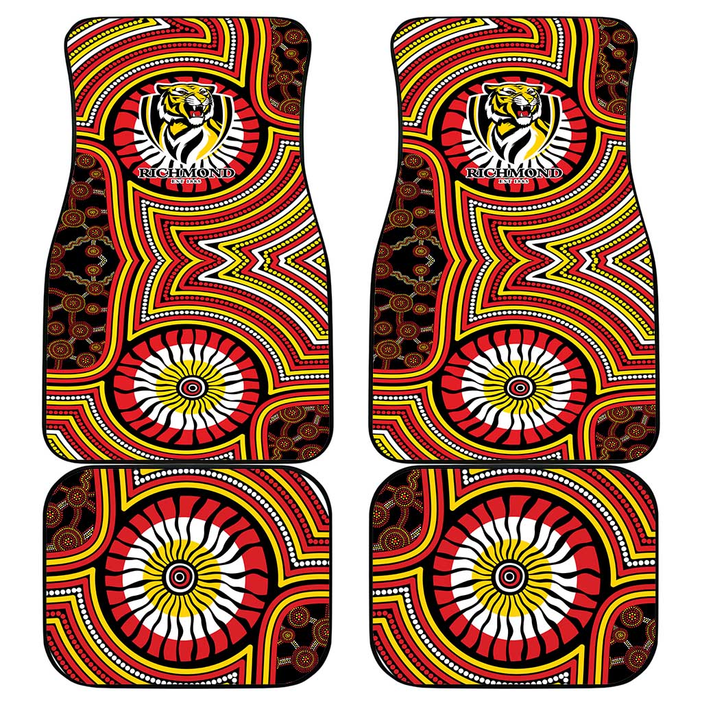 Richmond Football Club Car Mats Indigenous Monochrome Dot Art Mascot Style