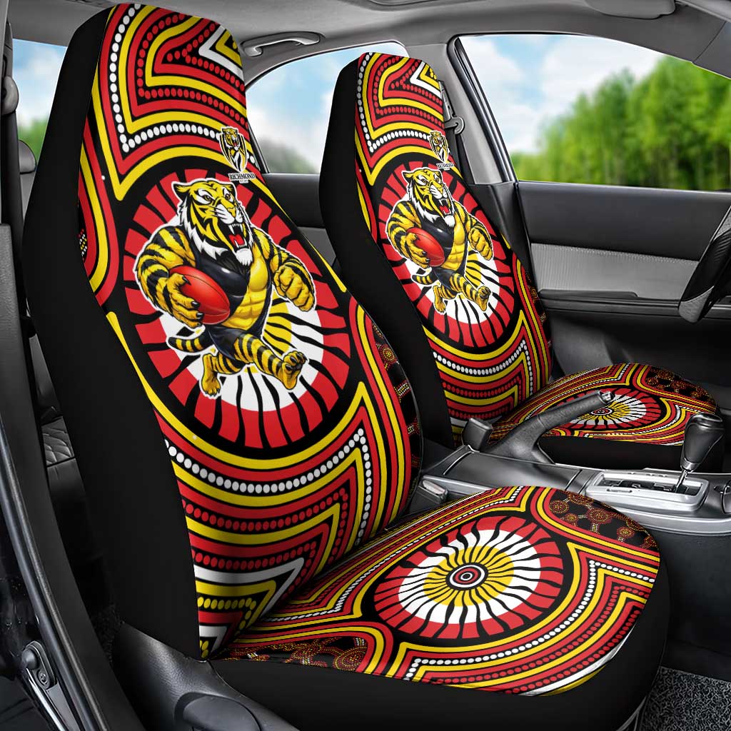 Richmond Football Club Car Seat Cover Indigenous Monochrome Dot Art Mascot Style
