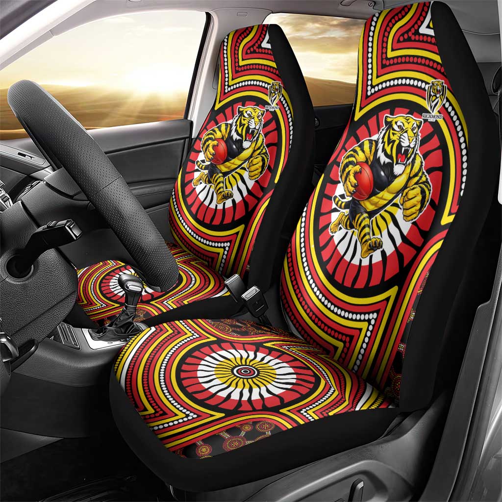 Richmond Football Club Car Seat Cover Indigenous Monochrome Dot Art Mascot Style