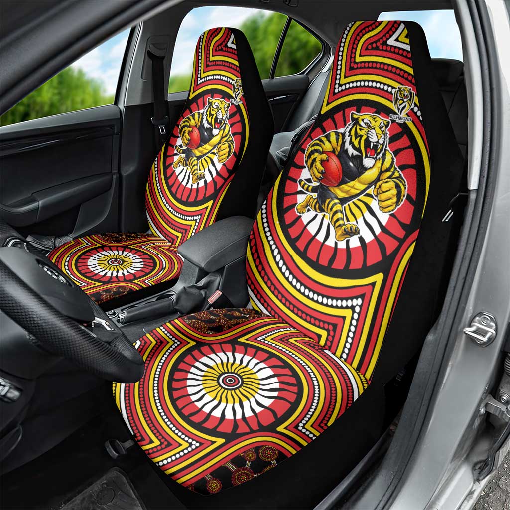 Richmond Football Club Car Seat Cover Indigenous Monochrome Dot Art Mascot Style