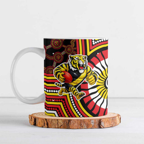 Richmond Football Club Ceramic Mug Indigenous Monochrome Dot Art Mascot Style