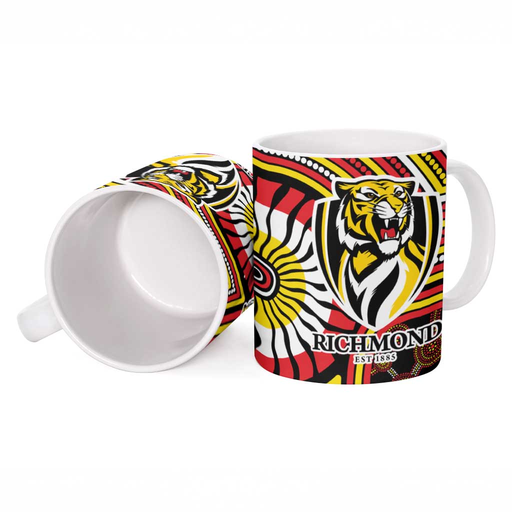 Richmond Football Club Ceramic Mug Indigenous Monochrome Dot Art Mascot Style