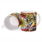 Richmond Football Club Ceramic Mug Indigenous Monochrome Dot Art Mascot Style