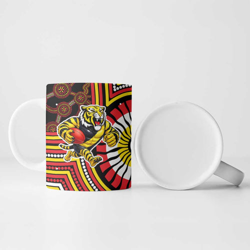 Richmond Football Club Ceramic Mug Indigenous Monochrome Dot Art Mascot Style