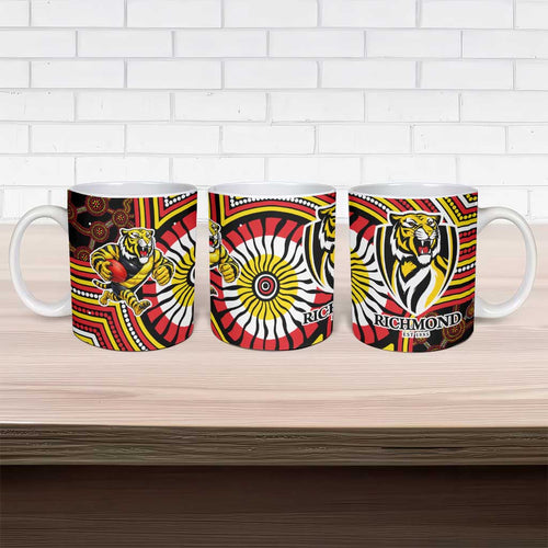 Richmond Football Club Ceramic Mug Indigenous Monochrome Dot Art Mascot Style
