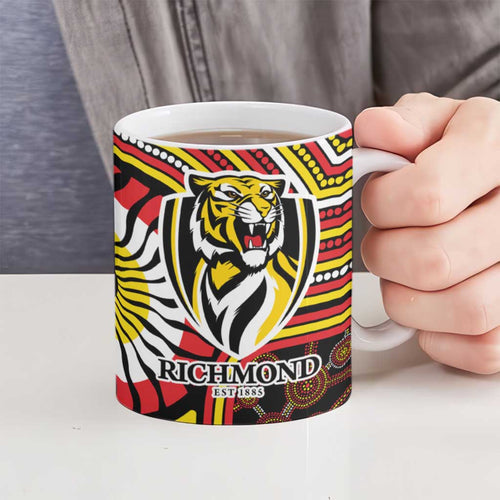 Richmond Football Club Ceramic Mug Indigenous Monochrome Dot Art Mascot Style