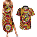 Richmond Football Club Couples Matching Summer Maxi Dress and Hawaiian Shirt Indigenous Monochrome Dot Art Mascot Style