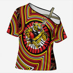 Richmond Football Club Cross Shoulder Shirt Indigenous Monochrome Dot Art Mascot Style