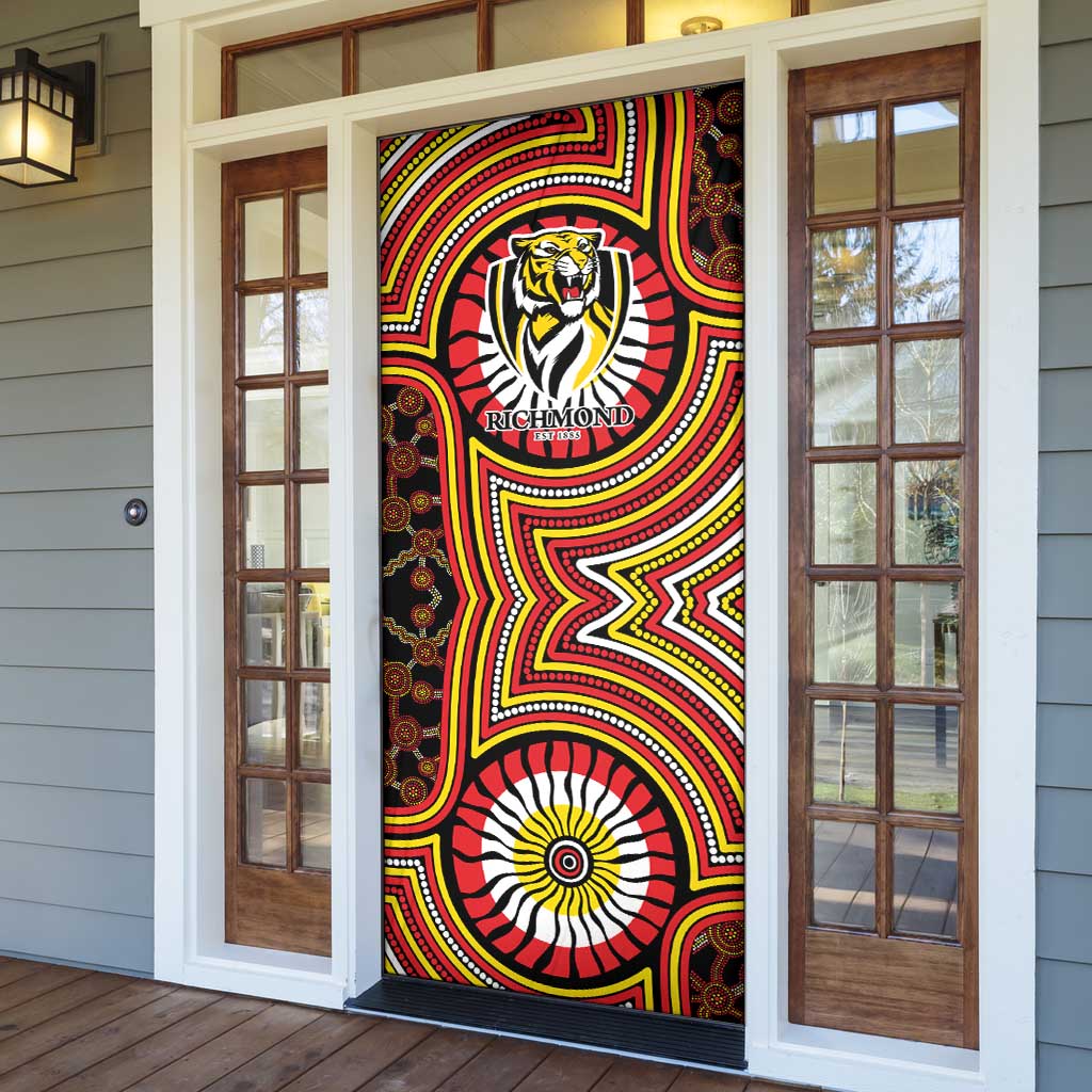 Richmond Football Club Door Cover Indigenous Monochrome Dot Art Mascot Style