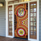 Richmond Football Club Door Cover Indigenous Monochrome Dot Art Mascot Style