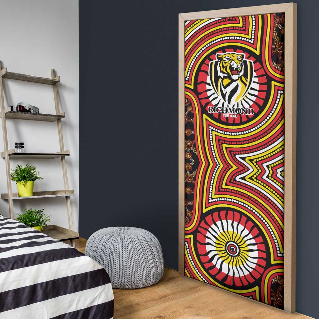 Richmond Football Club Door Cover Indigenous Monochrome Dot Art Mascot Style