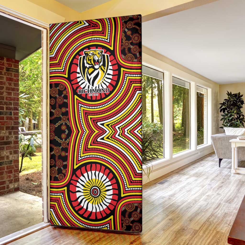 Richmond Football Club Door Cover Indigenous Monochrome Dot Art Mascot Style