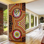 Richmond Football Club Door Cover Indigenous Monochrome Dot Art Mascot Style