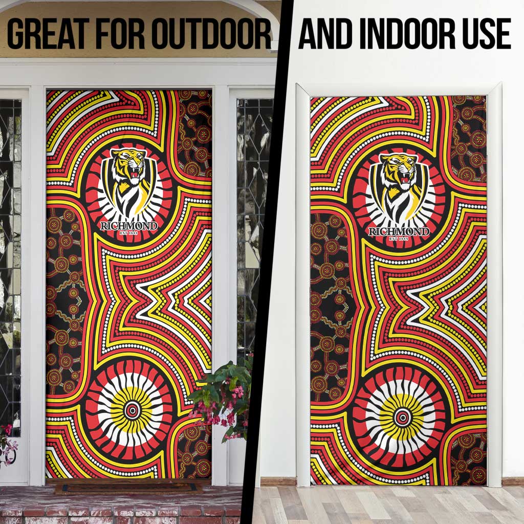 Richmond Football Club Door Cover Indigenous Monochrome Dot Art Mascot Style