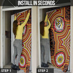 Richmond Football Club Door Cover Indigenous Monochrome Dot Art Mascot Style