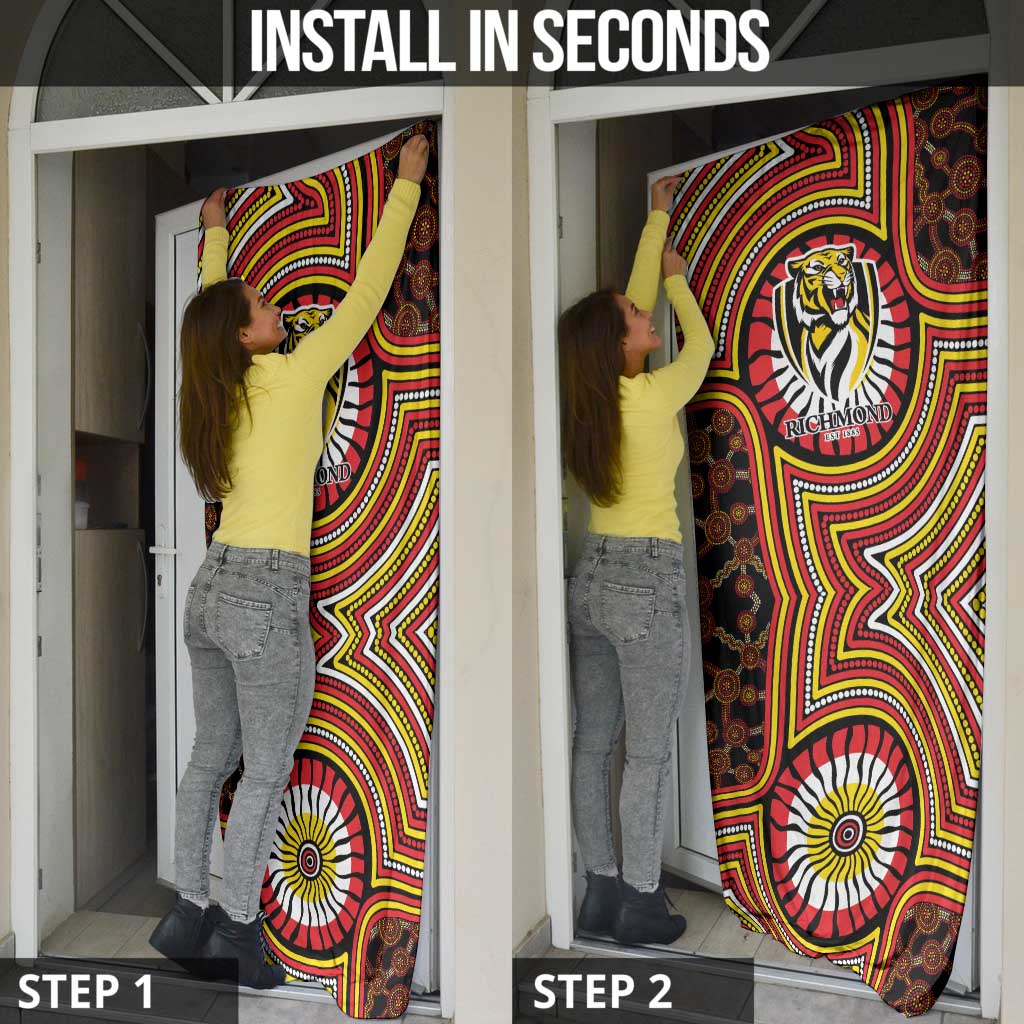 Richmond Football Club Door Cover Indigenous Monochrome Dot Art Mascot Style