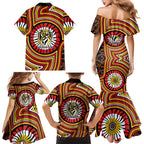 Richmond Football Club Family Matching Mermaid Dress and Hawaiian Shirt Indigenous Monochrome Dot Art Mascot Style
