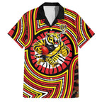 Richmond Football Club Family Matching Mermaid Dress and Hawaiian Shirt Indigenous Monochrome Dot Art Mascot Style