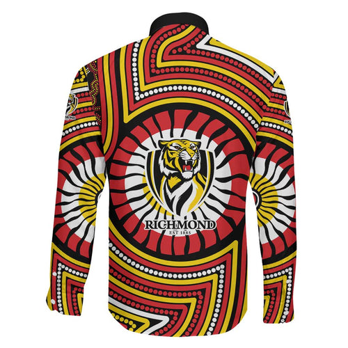 Richmond Football Club Family Matching Mermaid Dress and Hawaiian Shirt Indigenous Monochrome Dot Art Mascot Style