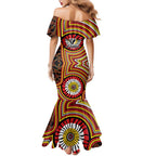 Richmond Football Club Family Matching Mermaid Dress and Hawaiian Shirt Indigenous Monochrome Dot Art Mascot Style