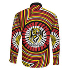 Richmond Football Club Family Matching Off The Shoulder Long Sleeve Dress and Hawaiian Shirt Indigenous Monochrome Dot Art Mascot Style