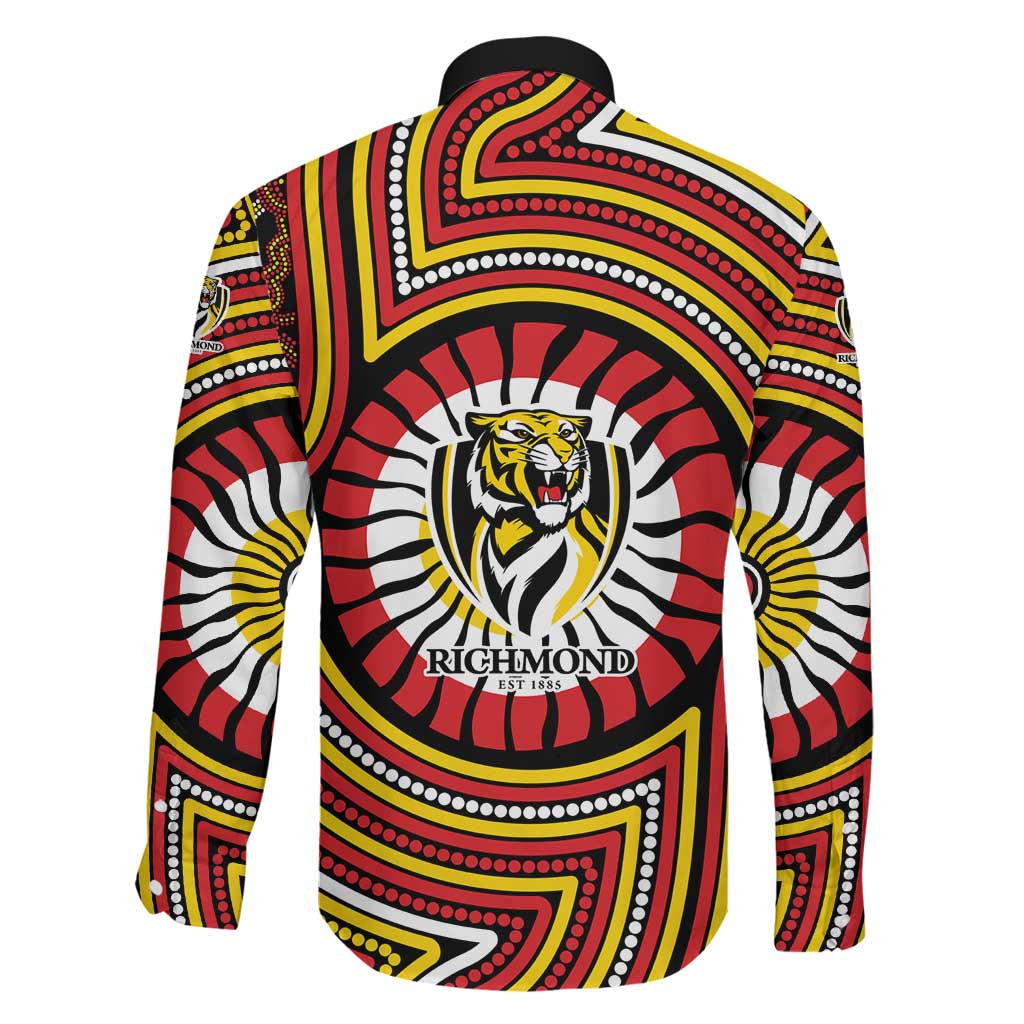 Richmond Football Club Family Matching Puletasi and Hawaiian Shirt Indigenous Monochrome Dot Art Mascot Style