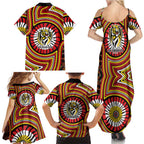 Richmond Football Club Family Matching Summer Maxi Dress and Hawaiian Shirt Indigenous Monochrome Dot Art Mascot Style