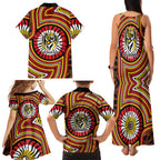 Richmond Football Club Family Matching Tank Maxi Dress and Hawaiian Shirt Indigenous Monochrome Dot Art Mascot Style