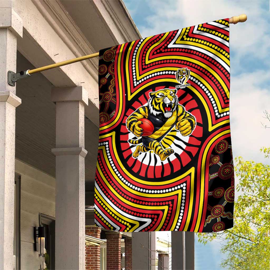 Richmond Football Club Garden Flag Indigenous Monochrome Dot Art Mascot Style