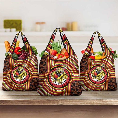 Richmond Football Club Grocery Bag Indigenous Monochrome Dot Art Mascot Style
