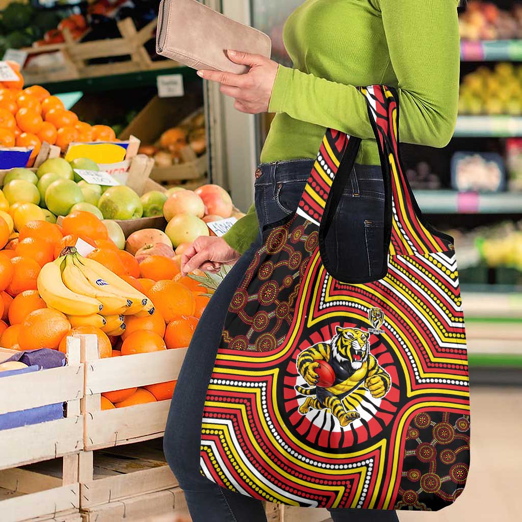 Richmond Football Club Grocery Bag Indigenous Monochrome Dot Art Mascot Style