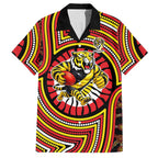 Richmond Football Club Hawaiian Shirt Indigenous Monochrome Dot Art Mascot Style